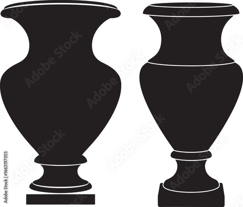 Two elegant classical urn silhouettes