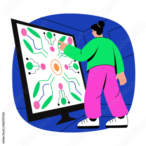 A flat style illustration representing digital art