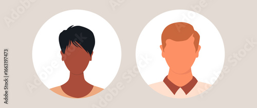 Vector flat illustration. Avatar, user profile, face icon, profile picture. Suitable for social media profiles, icons, splash screens and as a template.