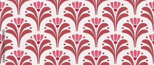 Vector seamless background. Minimalistic abstract floral pattern. Modern colorful print on light background. Perfect for textile design, screensavers, covers, cards, invitations and posters.