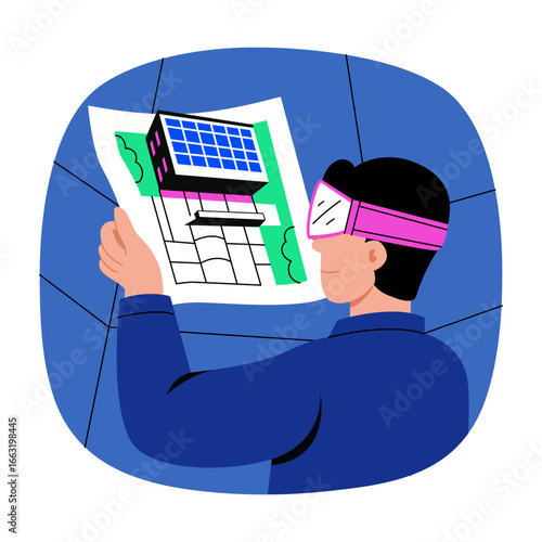 A flat style illustration representing drafting