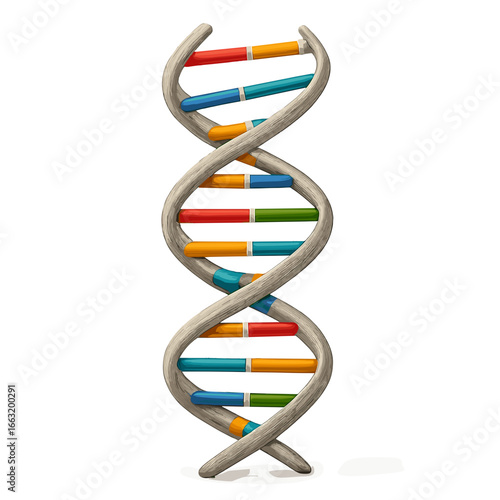 Colorful DNA strand model representing genetic science and biology  