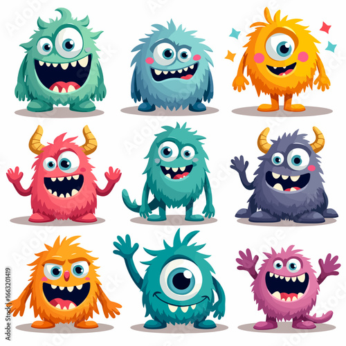 Wallpaper Mural Cute and Kawaii monster kids icon set. Collection of cute cartoon monster in different playful characters. Funny devil, alien, demon and creature flat vector design for comic, education, presentation. Torontodigital.ca