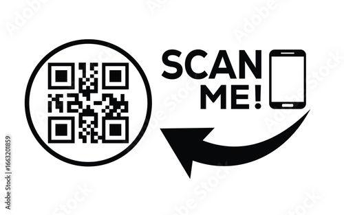 QR code scan icon set. Scan me frame. QR code scan for smartphone. QR code for mobile app, payment and identification. Vector illustration.