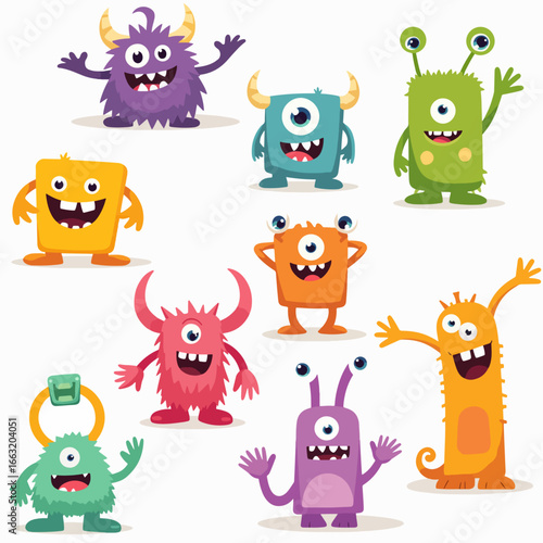 Wallpaper Mural Set of funny cartoon cute monster
 Torontodigital.ca
