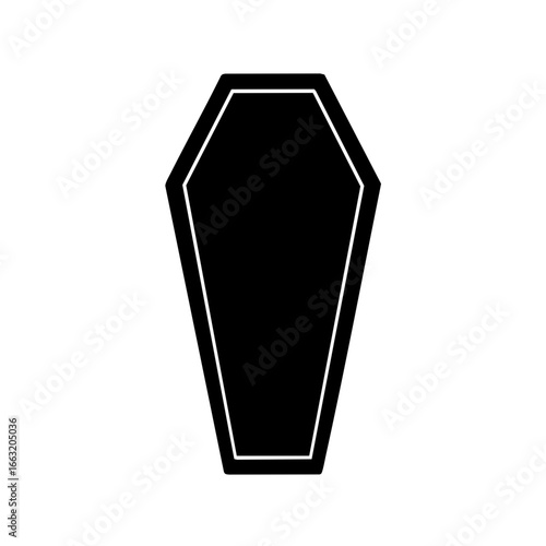 Illustration of a simple coffin on white background silhouette
