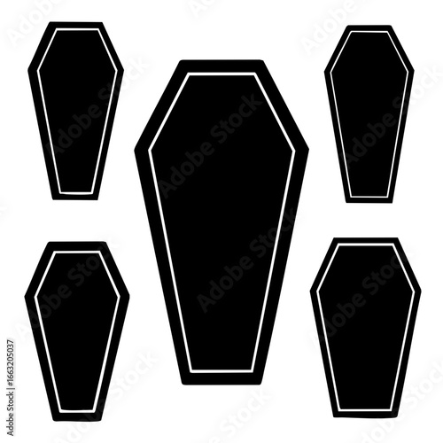 Illustration of a simple coffin on white background silhouette
