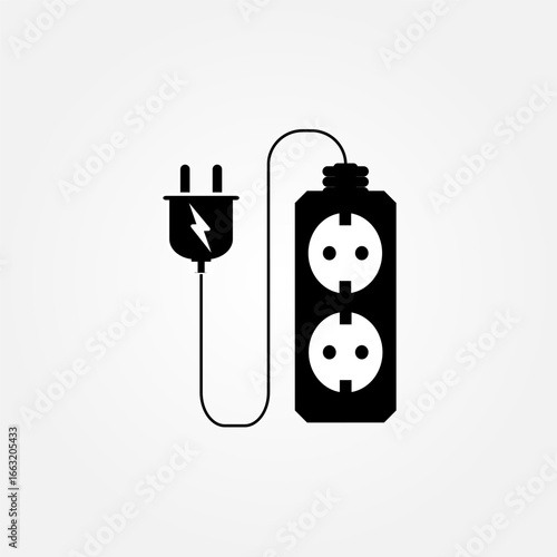 Vector illustration of an extension socket with multiple outlets, modern design for electricity and power supply concepts. Perfect for technology, household, and electronic equipment themes.