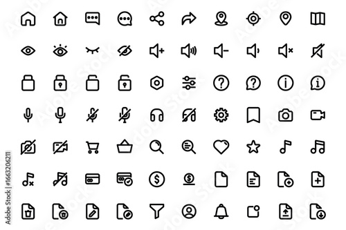 Big Collection of Web User Interface Line Icons Editable Stroke Icon set