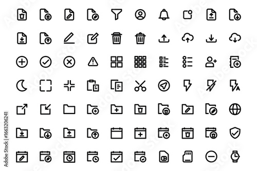 User interface UI Outline Icons User Interface Line Icons. Editable Stroke. icon set