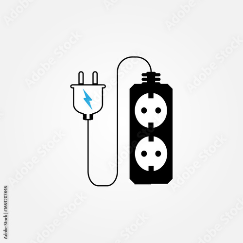 Vector illustration of an extension socket with multiple outlets, modern design for electricity and power supply concepts. Perfect for technology, household, and electronic equipment themes.