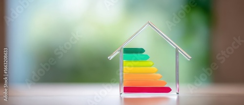 The house model representing energy efficiency with colorful indicators.