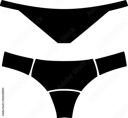 Vector sketch showing two black underwear designs for lingerie fashion and garment design.