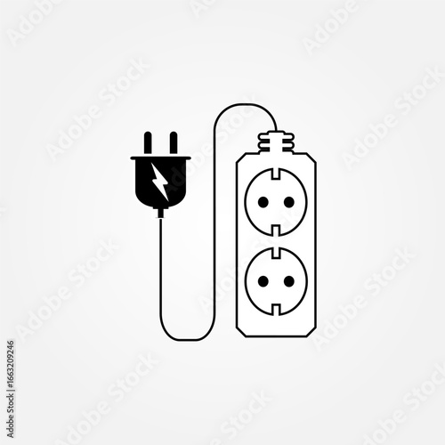 Vector illustration of an extension socket with multiple outlets, modern design for electricity and power supply concepts. Perfect for technology, household, and electronic equipment themes.