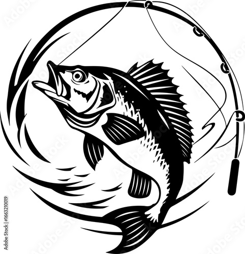 "Dynamic Spearfishing Fish Logo"