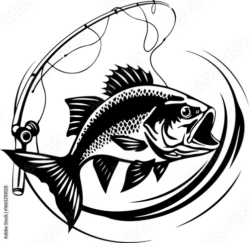 "Dynamic Spearfishing Fish Logo"