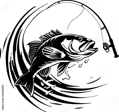 "Dynamic Spearfishing Fish Logo"