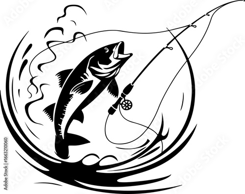 "Dynamic Spearfishing Fish Logo"