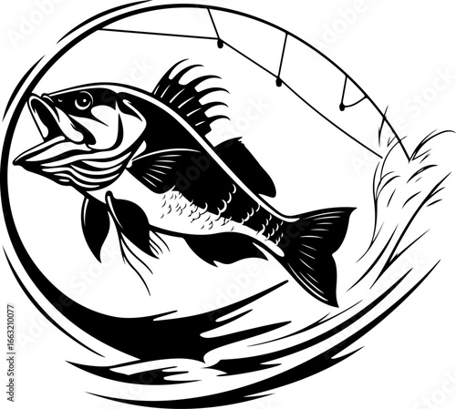 "Dynamic Spearfishing Fish Logo"