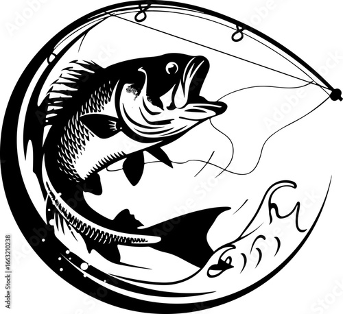 "Dynamic Spearfishing Fish Logo"