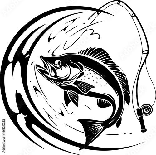"Dynamic Spearfishing Fish Logo"