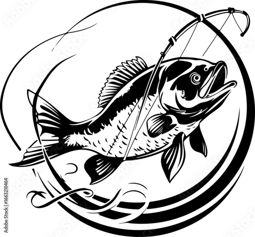 "Dynamic Spearfishing Fish Logo"
