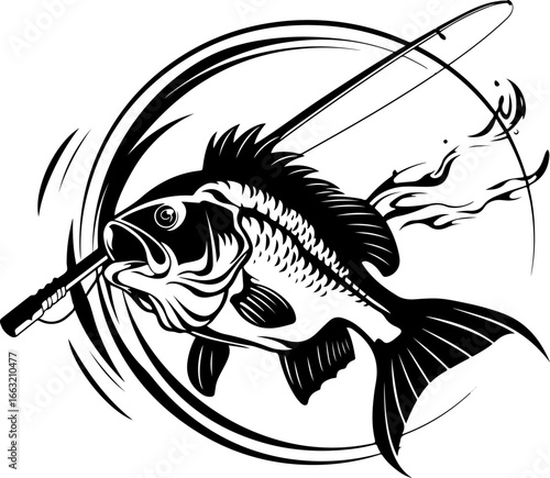"Dynamic Spearfishing Fish Logo"