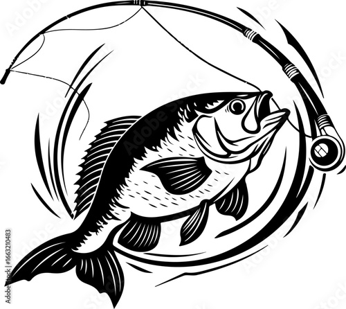 "Dynamic Spearfishing Fish Logo"