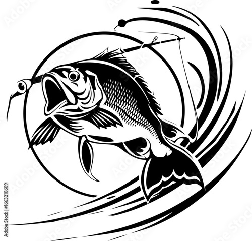 "Dynamic Spearfishing Fish Logo"