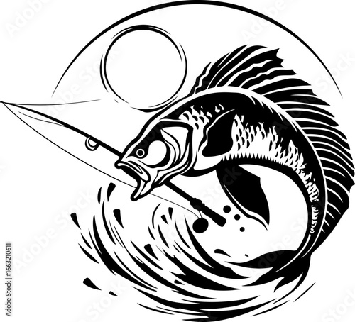 "Dynamic Spearfishing Fish Logo"