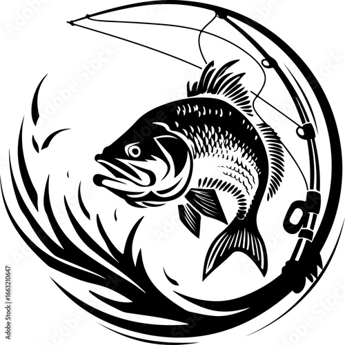 "Dynamic Spearfishing Fish Logo"