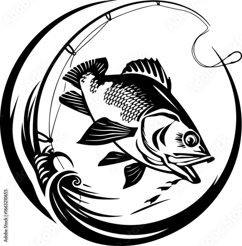 "Dynamic Spearfishing Fish Logo"