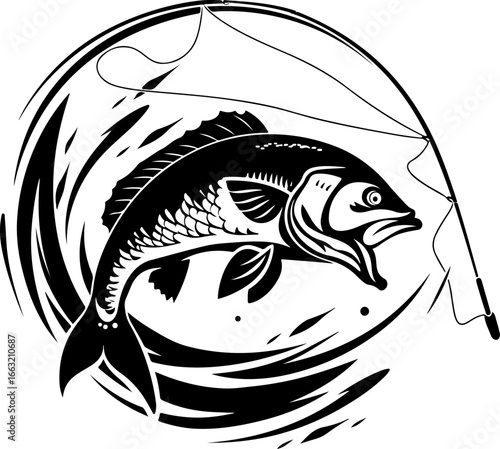 "Dynamic Spearfishing Fish Logo"