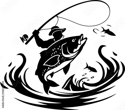 "Dynamic Spearfishing Fish Logo"