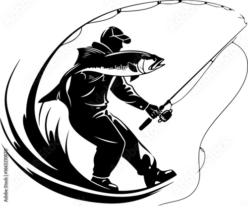 "Dynamic Spearfishing Fish Logo"