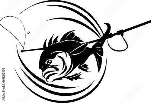 "Dynamic Spearfishing Fish Logo"