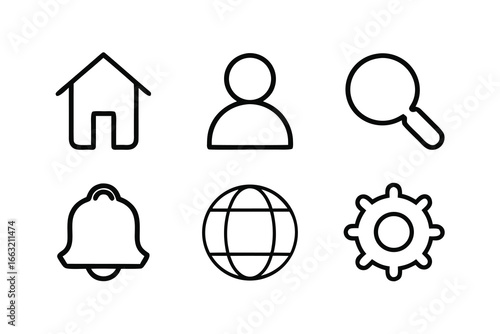 Minimal UI Wireframe Icon Bundle Featuring Modern Design Elements
