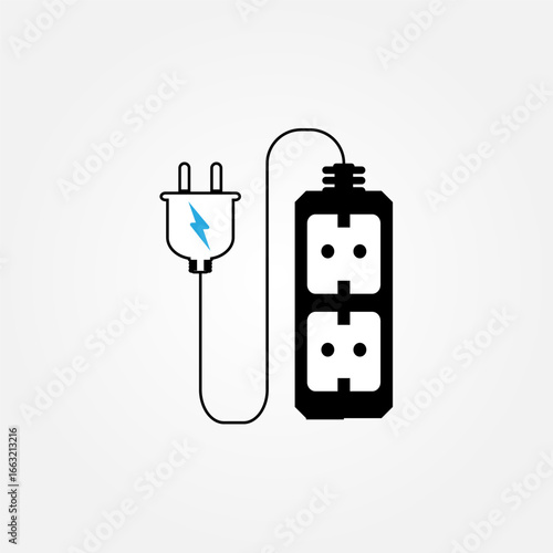 Vector illustration of an extension socket with multiple outlets, modern design for electricity and power supply concepts. Perfect for technology, household, and electronic equipment themes.