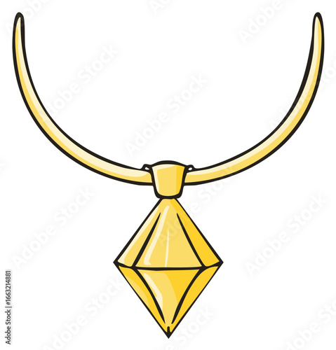 Golden Necklace With Diamond Pendant Elegant Luxury Jewelry Accessory