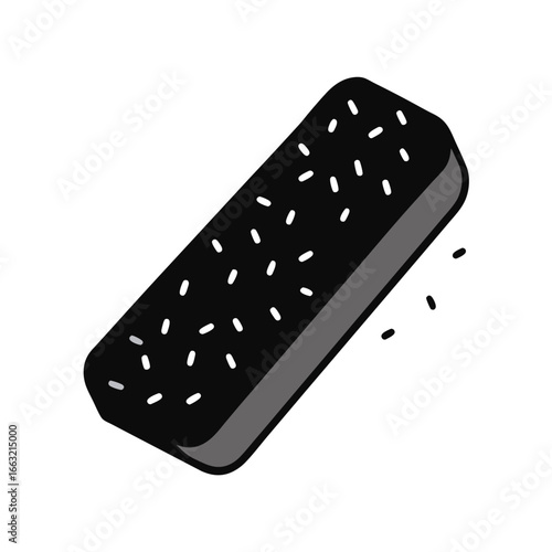 Blackboard Eraser with Small Chalk Pieces on White Background