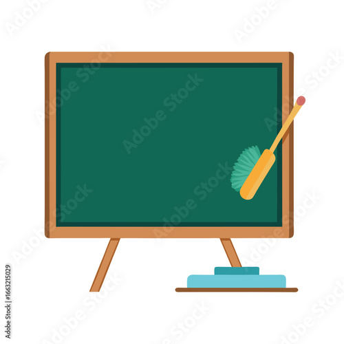 Blackboard with Chalk and Duster Isolated on White Background