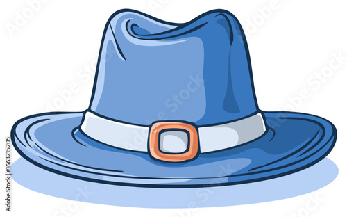 Blue Cartoon Pilgrim Hat with Buckle for Thanksgiving Holiday
