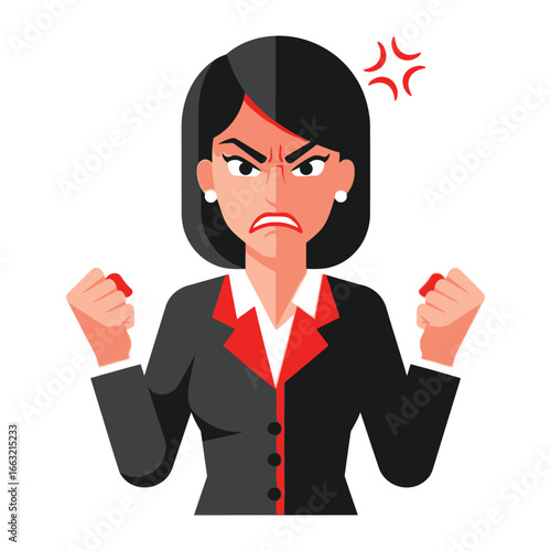 Frustration Embodied: A woman's face etched with anger, a symbol of emotional turmoil, clenched fists communicate frustration, a powerful image of displeasure