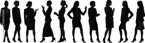 Wallpaper Mural Businesswoman silhouettes, professional women, office attire, standing poses, career concept, confident female, teamwork discussion, corporate fashion, isolated on white Torontodigital.ca