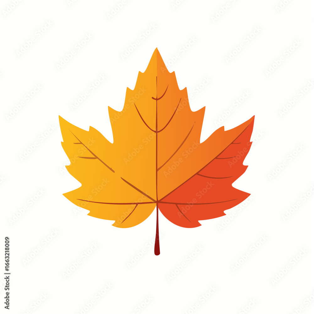 Obraz premium シンプルに描かれた落ち葉の単体ベクターイラスト