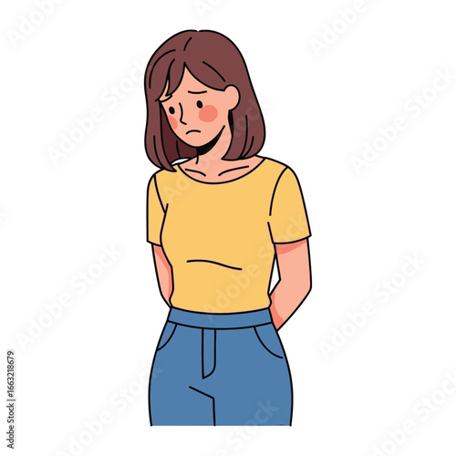 Sad Girl: A portrait of a dejected female, head bowed, embodying emotions of sadness and reflecting on inner turmoil with a subdued color palette.