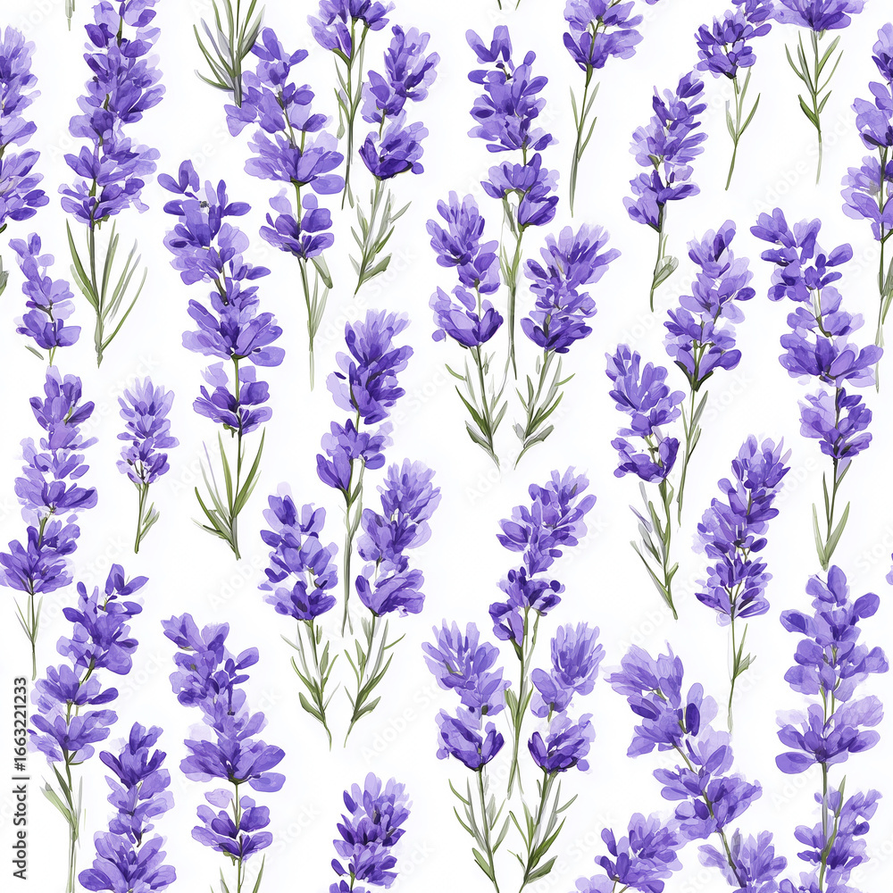 Fototapeta premium Lavender Flowers Seamless Pattern