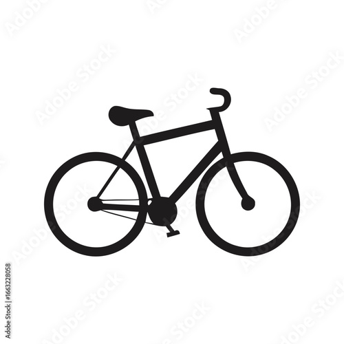 Simple black silhouette of a bicycle isolated on white background