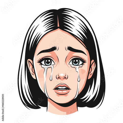 Heartbreak and Sorrow: A poignant portrait captures a woman's raw emotional state, tears streaming down her face, as she navigates a wave of sadness.