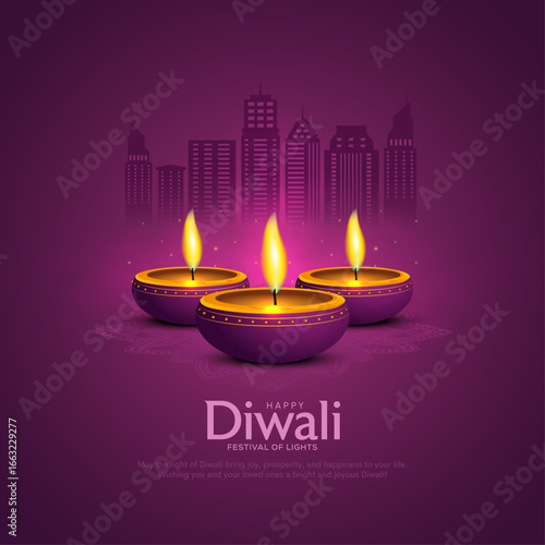 happy diwali festival of lights. creative vector illustration design.